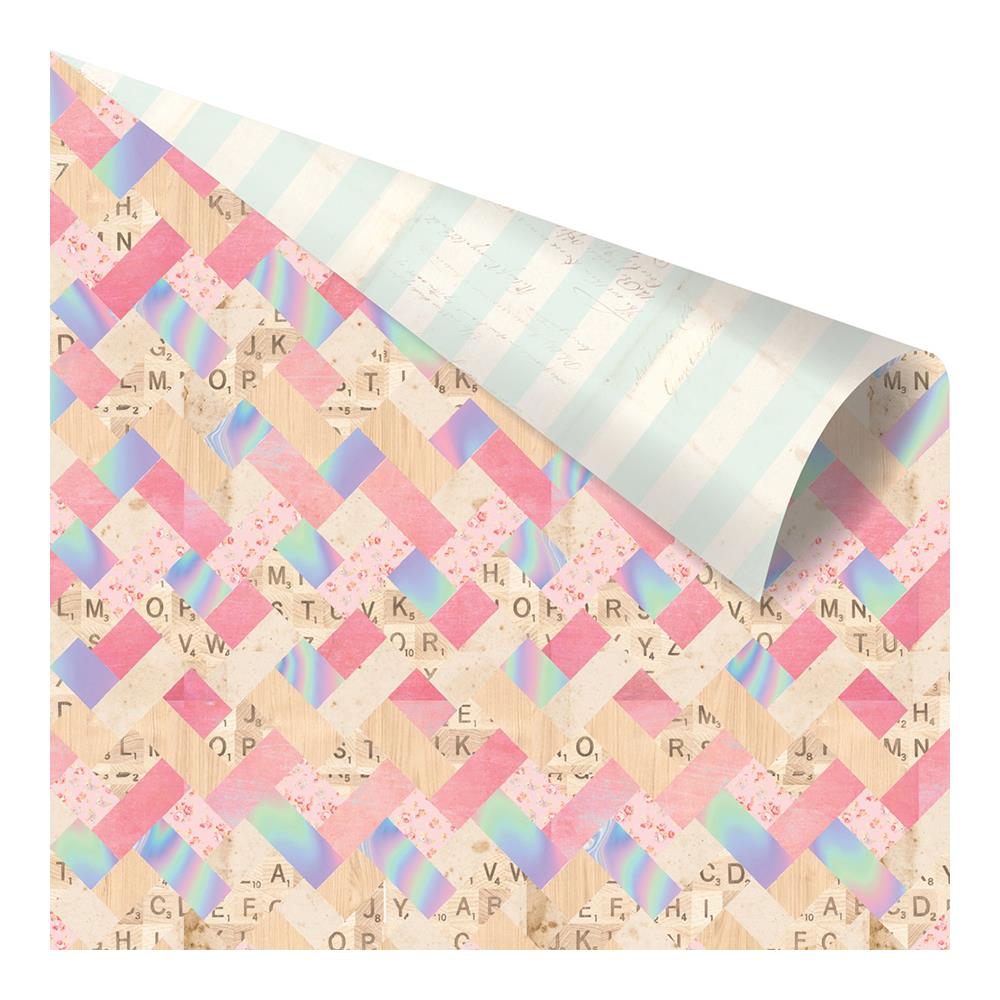 Лист двусторонней бумаги с фольгированием Stitched W/Love Heaven Sent 2 от  Prima Marketing, 30,5х30,5 см