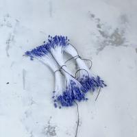 Тычинки матовые 1 мм, синие на белой нити 100шт, индивидуальная разработка Pastel Flowers