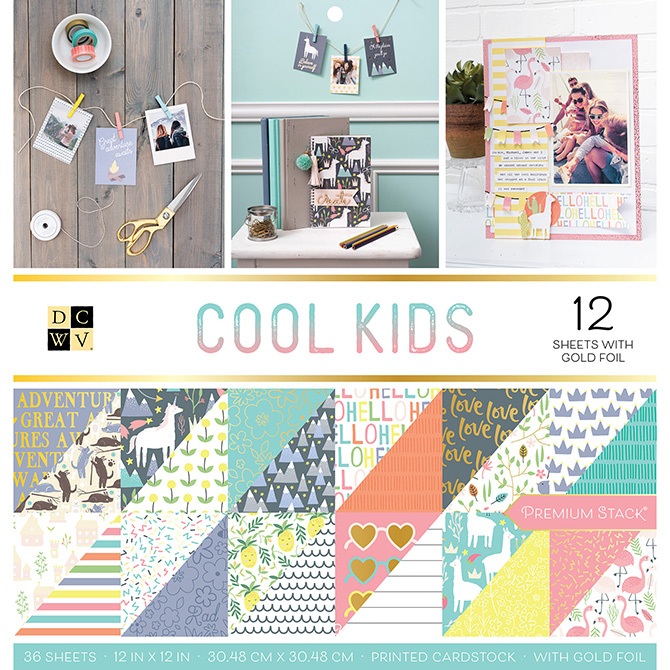 Набор бумаги с фольгированием коллекция COOL KIDS, 30.5х30.5 см, 36 л, DCWV