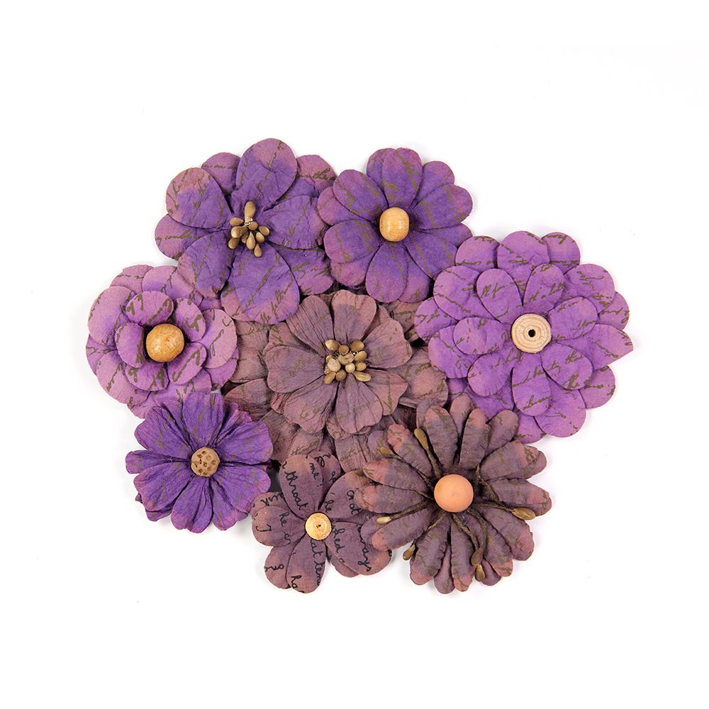 Набор цветов Vintage Symphony Flowers - Grape Crush, 8 шт от Little Birdie