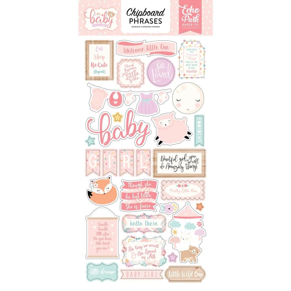 Чипборд "Hello Baby Girl" Chipboard Phrases