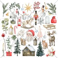 10 шт! Лист для вырезания "Зимние забавы" 30,5х30,5 см (190 г/м), от Summer Studio (Саммер Студио)