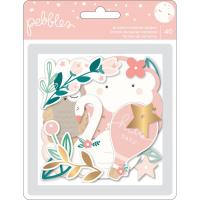 Набор высечек с золотым фольгированием Night Night Baby Girl Ephemera Cardstock, 40 шт, от Pebbles