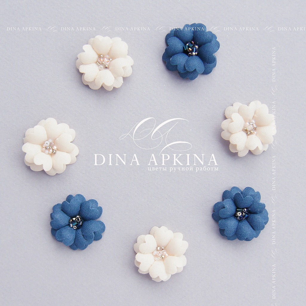Набор цветов "Микс. Сине-бежевый" от Дины Апкиной