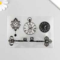Силиконовый штамп Винтаж. Часы и ключи 16х11 см
