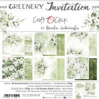 1/2 набора двусторонней бумаги GREENERY INVITATION, 12 листов, 20,3x20,3cm, 190 гр./кв.м, от Craft O'Clock