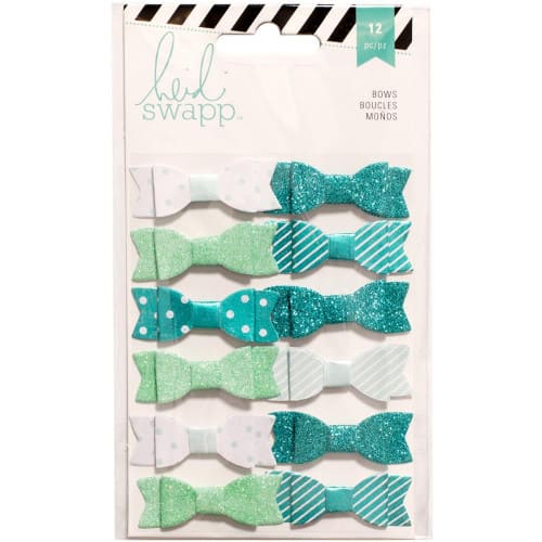 Бантики "Fabric Bows Teal/White" от Heidi Swapp