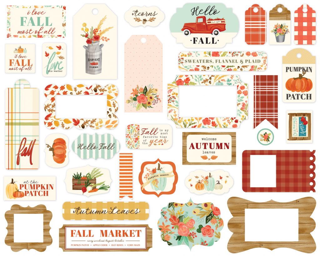 Набор высечек Frames & Tags Fall к коллекции Market Cardstock от Carta Bella