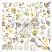 10 шт! Лист для вырезания "Spring festival" (Весенний фестиваль) 190гр, 30,5*30,5см, SS15122021-6, от Summer Studio (Саммер Студио)