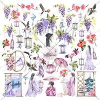 10 шт! Лист с элементами для вырезания к коллекции Там, где восходит солнце, 190гр, 30,5*30,5см, SS20102022-6, от Summer Studio (Саммер Студио)