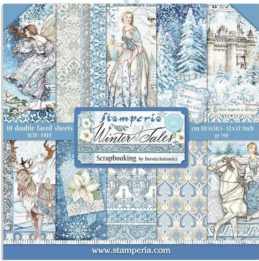 Набор двусторонней бумаги "Winter Tales" от Stamperia, 10 листов 20,3x20,3