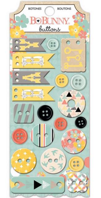 Набор декоративных пуговиц из чипборда BoBunny 15608179 Baby Bump Buttons 21шт.