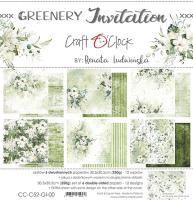 Набор двусторонней бумаги GREENERY INVITATION 30,5x30,5cm, 250 гр/кв.м, 6 л.+ бонус, от Craft O'Clock