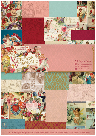 Набор односторонней бумаги Victorian Valentine, A4 PMA160174