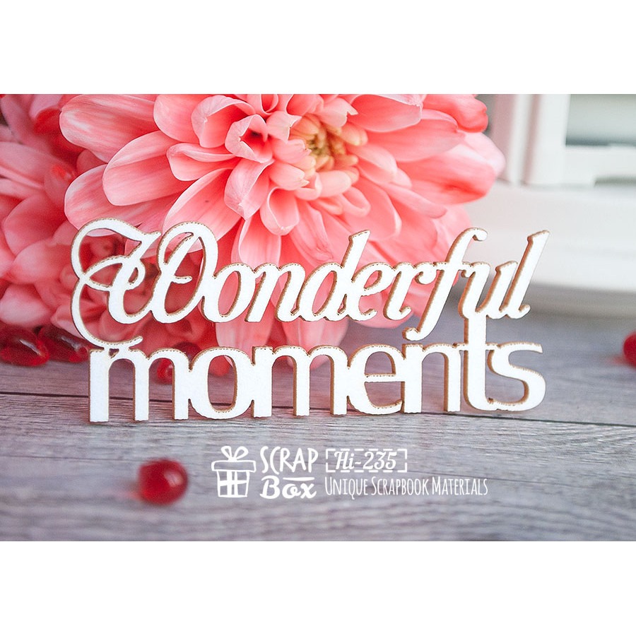 Чипборд надпись "Wonderful moments" Hi-235 от ScrapBox