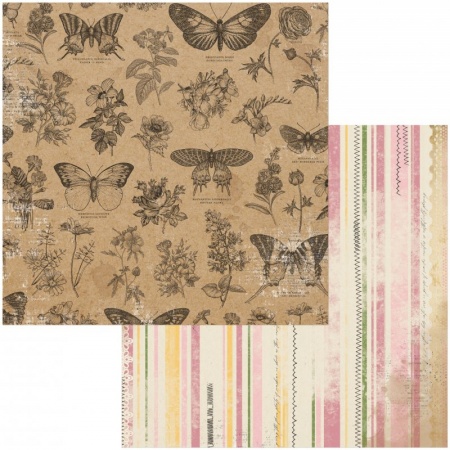 Лист двусторонней бумаги Butterflies, Коллекция Botanical Journal от BoBunny, 30,5х30,5