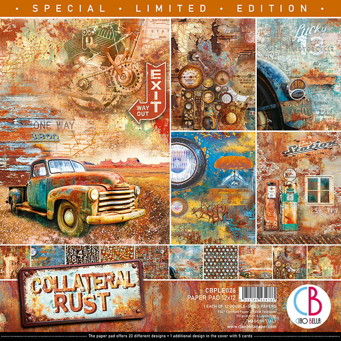 Набор двусторонней бумаги "Collateral Rust" от Ciao Bella, 12”x12”, 12 л