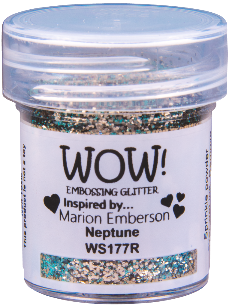Пудра для эмбоссинга с глиттером "Embossing Glitters Neptune - Regular" от WOW!, Нептун (платина+ бирюзовый), размер обычный