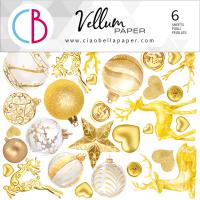 Набор кальки (веллум) с элементами для вырезания к коллекции Sparkling Christmas, 15х15 см, 6 листов, от Ciao Bella