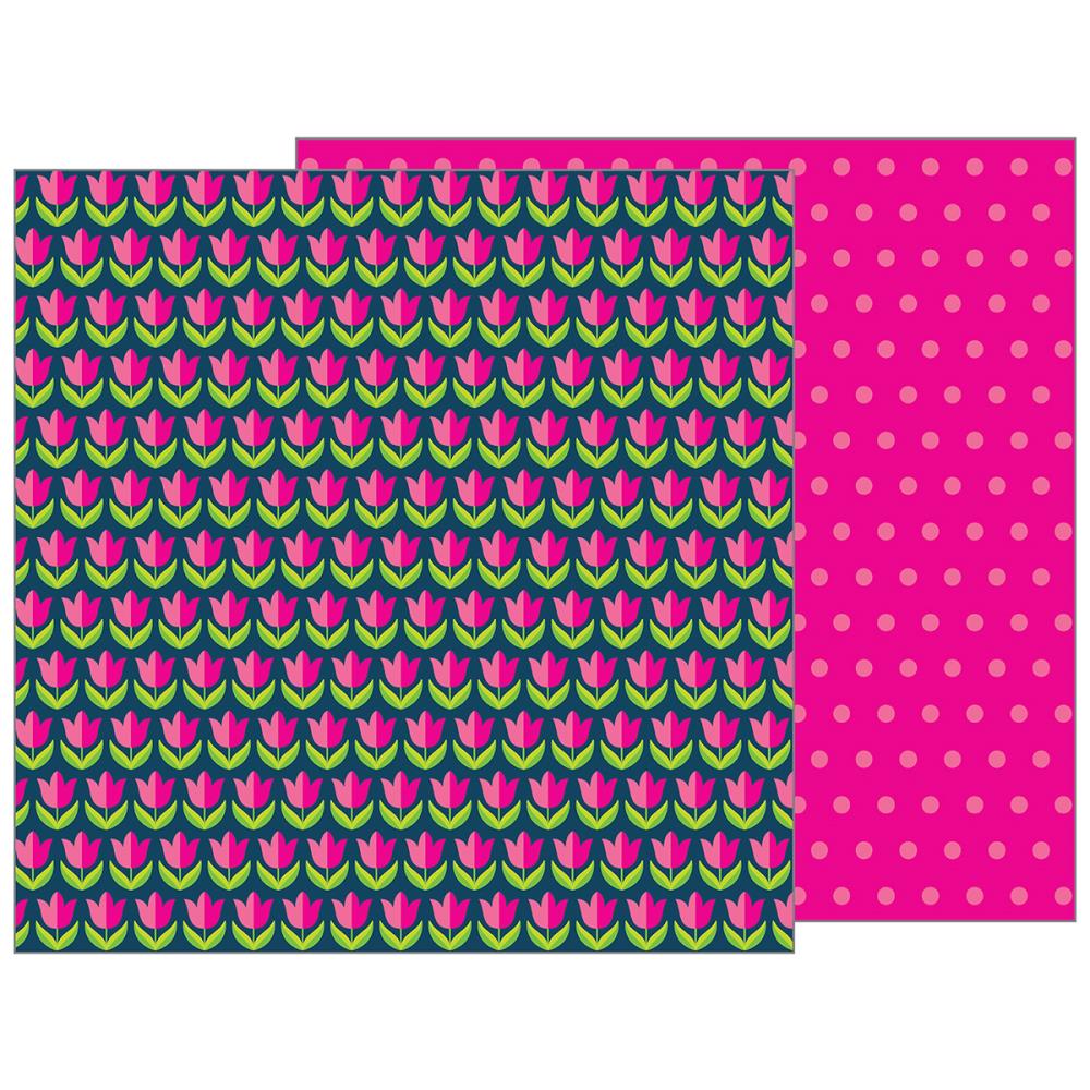 Лист двусторонней бумаги Tulips - Patio Party от Pebbles, 30,5х30,5 см