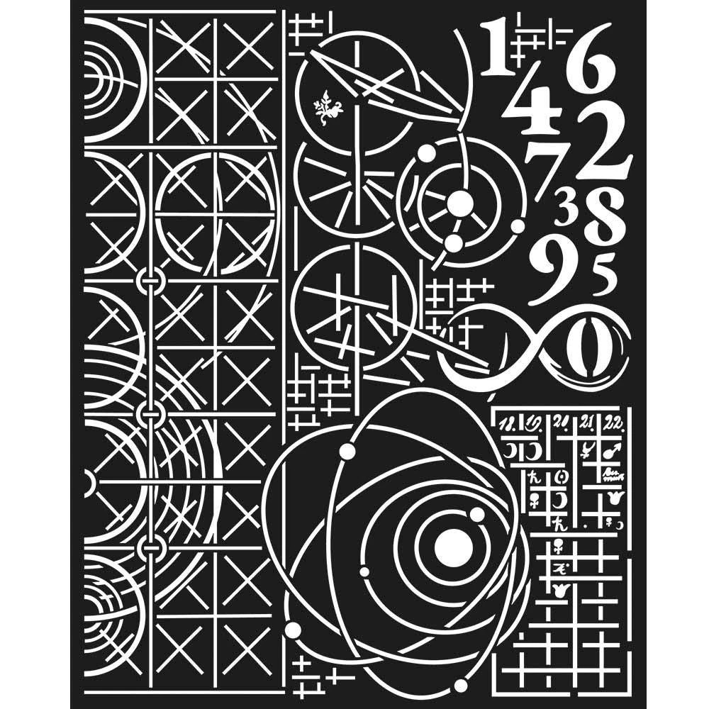 Трафарет "Cosmos astronomy and numbers" от Stamperia, 20x25 см, KSTD042