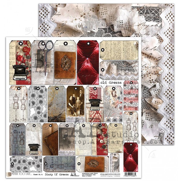 Лист двусторонний "Diary Of Dreams"- sheet 6 - Never too late - 30,5x30,5 см, 250 гр/м2, от AB studio