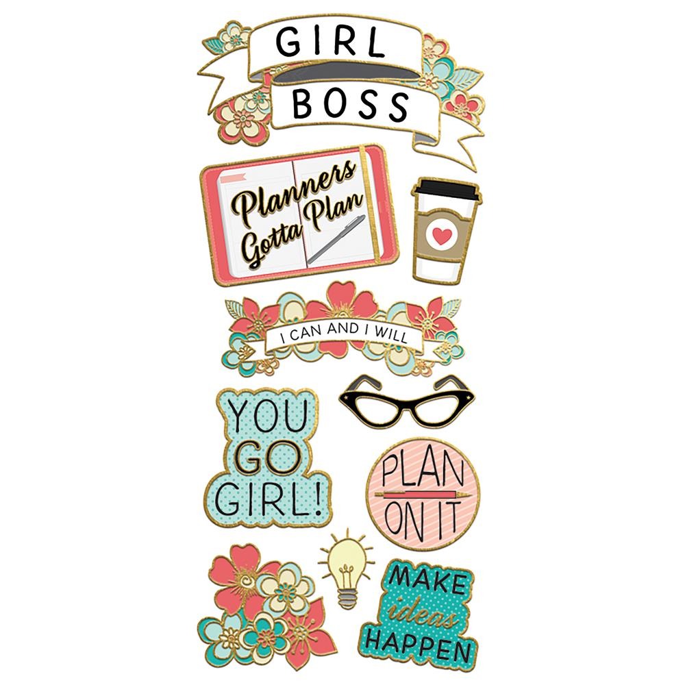 Лист наклеек с фольгированием   Girl Power - Sticky Pix Faux Enamel Stickers от Paper House