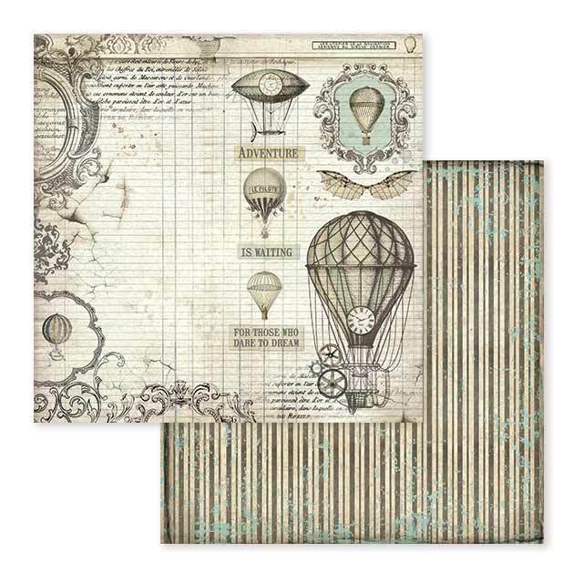 Лист двусторонней бумаги "Voyages Fantastiques air balloon" 30х30 см от Stamperia, SBB599