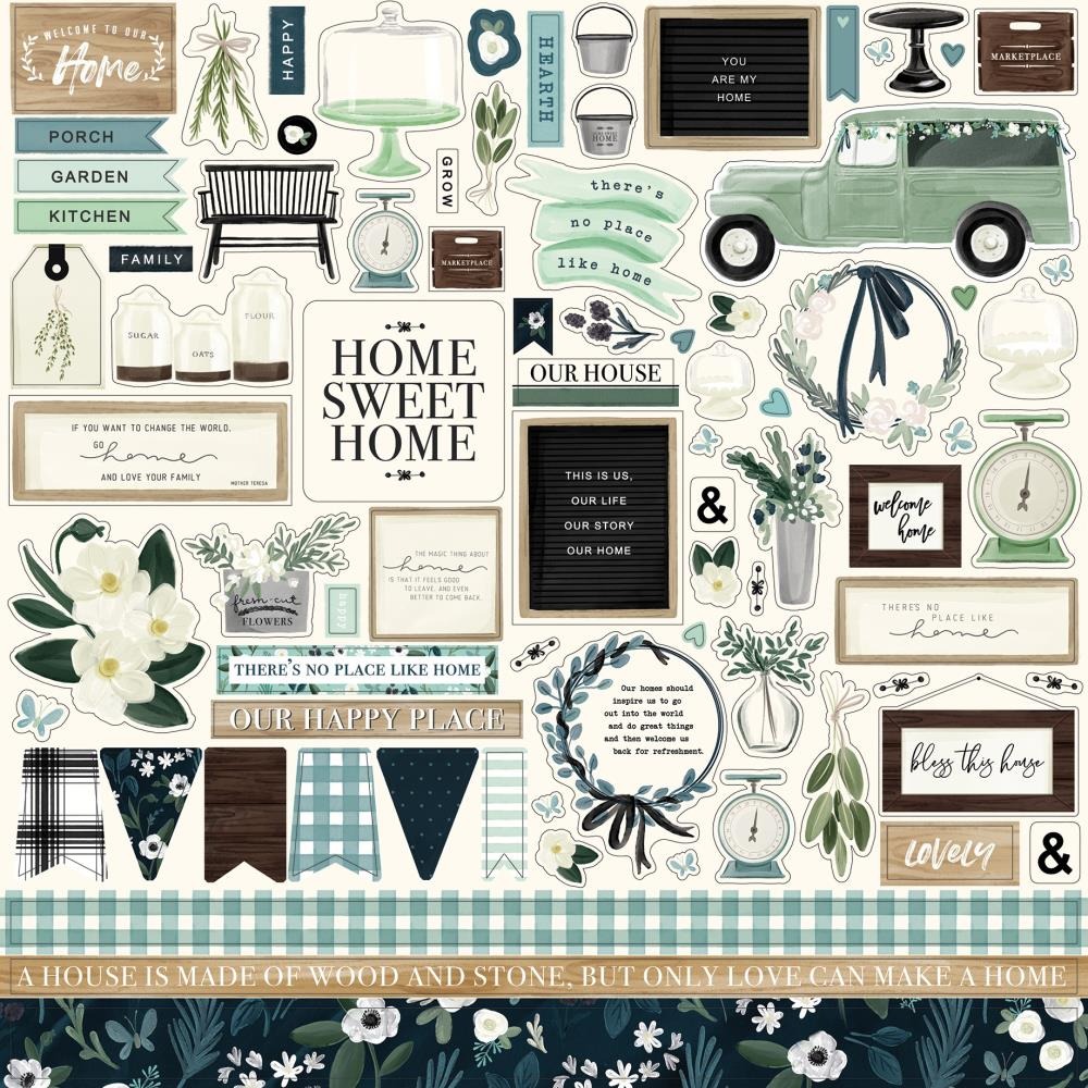 Лист наклеек Elements  Home Again Cardstock Stickers от Carta Bella, 30х30 см