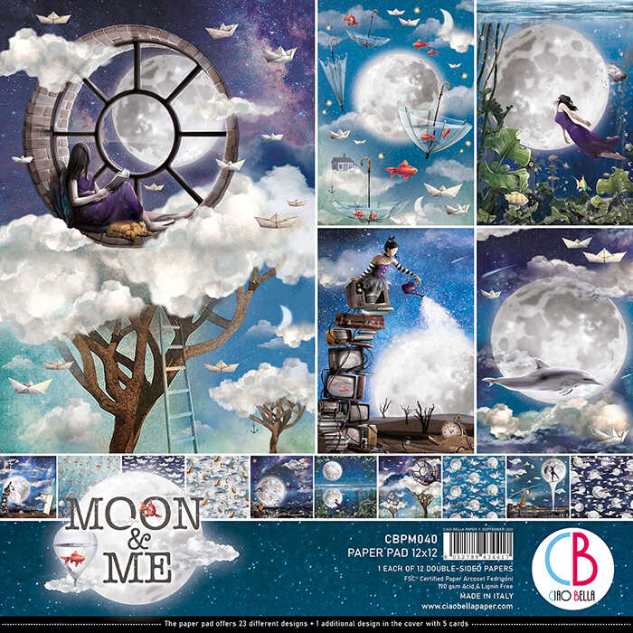 Набор двусторонней бумаги "Moon&Me" от Ciao Bella, 12”x12”, 12 л