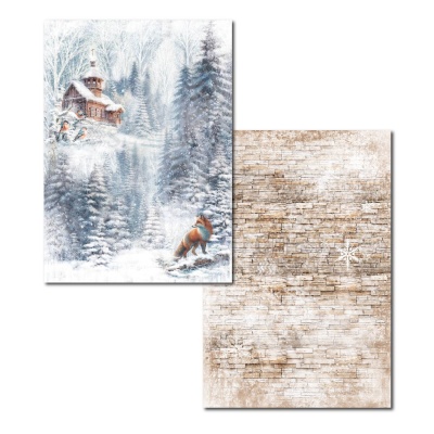 Набор двусторонней бумаги для скрапбукинга "Зимушка" от GoldenScrap, формат а4, плотность 235г, 8 двусторонних листов, арт. GS03102024