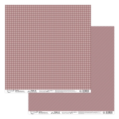 Лист двусторонней бумаги "Полоска, клетка" бордовый от Mr.Painter, 190 г/кв.м, 30.5 x 30.5 см