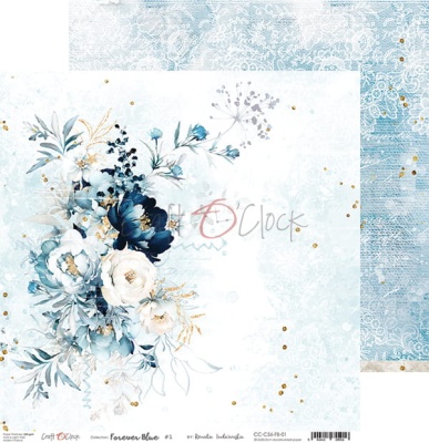 Набор двусторонней бумаги FOREVER BLUE 30,5x30,5cm, 250 гр/кв.м, 6 л.+ бонус, от Craft O'Clock