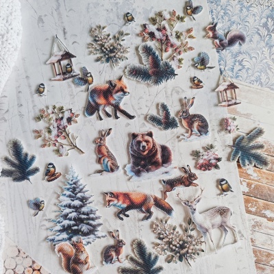Набор тканевых высечек "Лесные звери" к коллекции "Зимушка" от Голден Скрап (GoldenScrap)