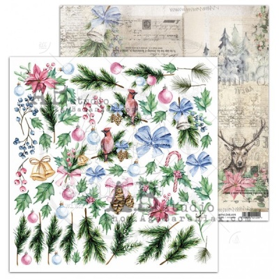 Лист двусторонней бумаги "Christmas trees"- sheet4-  к коллекции "The Winter Time", 30,5х30,5 от AB Studio, плотность 250 гр/м2