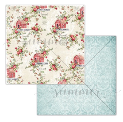 10 шт! Лист двусторонней бумаги "Фермерские цветы" (Farm flowers) 30,5х30,5 см (190 г/м), коллекция "Фермерский дом" (Farmhouse), от Саммер Студио (Summer Studio)