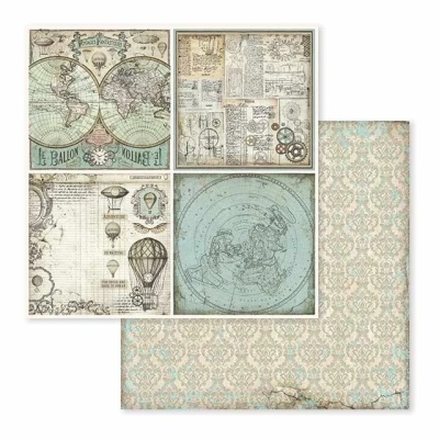 Набор двусторонней бумаги MAXI PAD "Voyages Fantastiques" от Stamperia, 22 листа 30,5x30,5