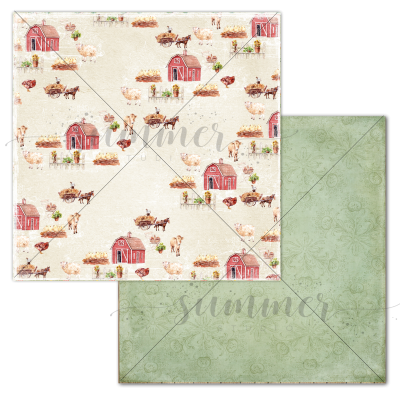 10 шт! Лист двусторонней бумаги "Моя ферма" (My farm) 30,5х30,5 см (190 г/м), от Summer Studio (Саммер Студио)