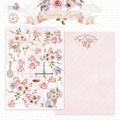 Набор бумаги "Shabby Light" DB0013-A4, A4, 12 двусторонних листов, пл. 190 г/м2, от DreamLight Studio