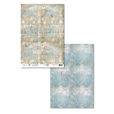 Набор двусторонней бумаги "Египетская сила" от GoldenScrap и EasyBusyHobby, формат а4, 235г, 14 листов (6 л*2 шт+2 бонусных обложки), арт. SSEA-27062024