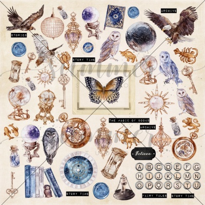 Лимитированный микс листов "Таинственная вселенная" 190гр, 30,5*30,5см, SS28122022-mix, от Summer Studio