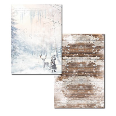 Набор двусторонней бумаги для скрапбукинга "Зимушка" от GoldenScrap, формат а4, плотность 235г, 8 двусторонних листов, арт. GS03102024