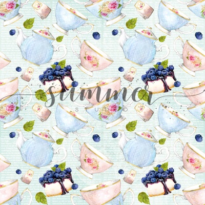 Фоновый набор двусторонней бумаги "Tea party" 20х20 см (190 г/м), от Summer Studio