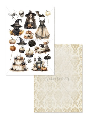 Набор двусторонней бумаги для вырезания "Тыквенный пирог" от GoldenScrap, формат а5, 235г, 18 листов (6 л*3 шт) арт. SS27072024, к коллекции "Бархатный сезон"