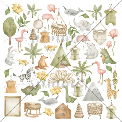 Набор двусторонней бумаги (10 листов + 1 бонус) "The Call of the Jungle" 30,5х30,5 см (190 г/м), от Summer Studio