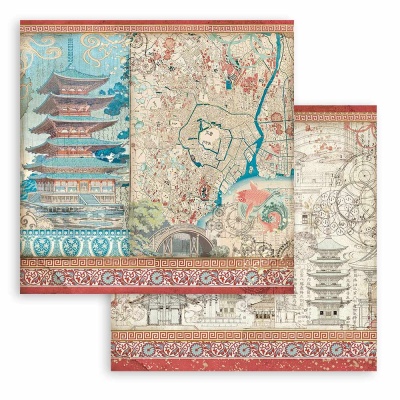 Набор двусторонней бумаги "Sir Vagabond in Japan" от Stamperia, 10 листов 30,5x30,5