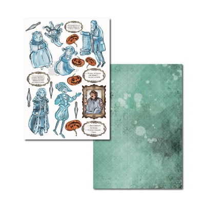 Набор для вырезания "Обитатели волшебного мира" к коллекции бумаги "Следуйте за пауками", плотность 235 г/м2, формат а5, 24 листа (8х3), БЕЗ ОБЛОЖКИ, арт. GS31102024-10