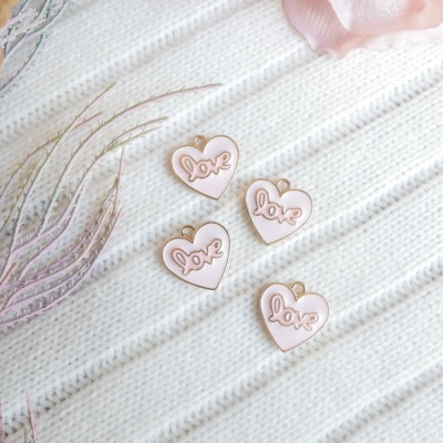 Подвеска "Сердце Love" розовое, 2х1,9 см