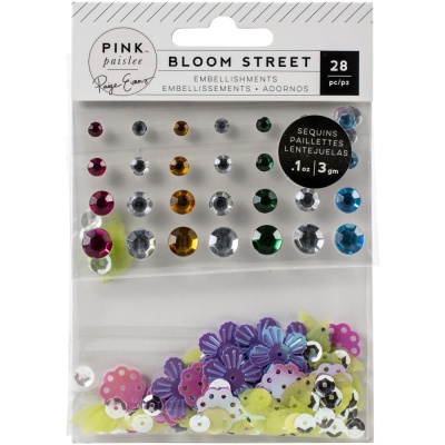 Набор пайеток и декора Adhesive Gems & Shaped Sequins - Paige Evans Bloom Street - Pink Paislee