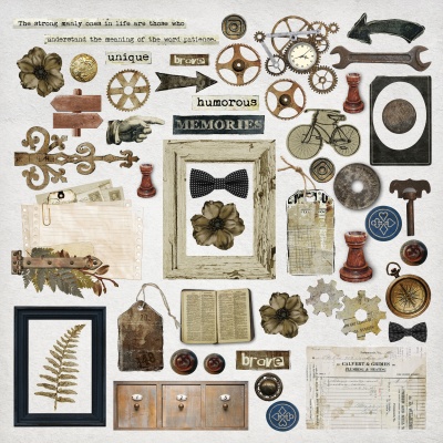 Набор двусторонней бумаги (10 листов + 1 бонус) "Время мужчин" 30,5х30,5 см (190 г/м), от Саммер Студио (Summer Studio)